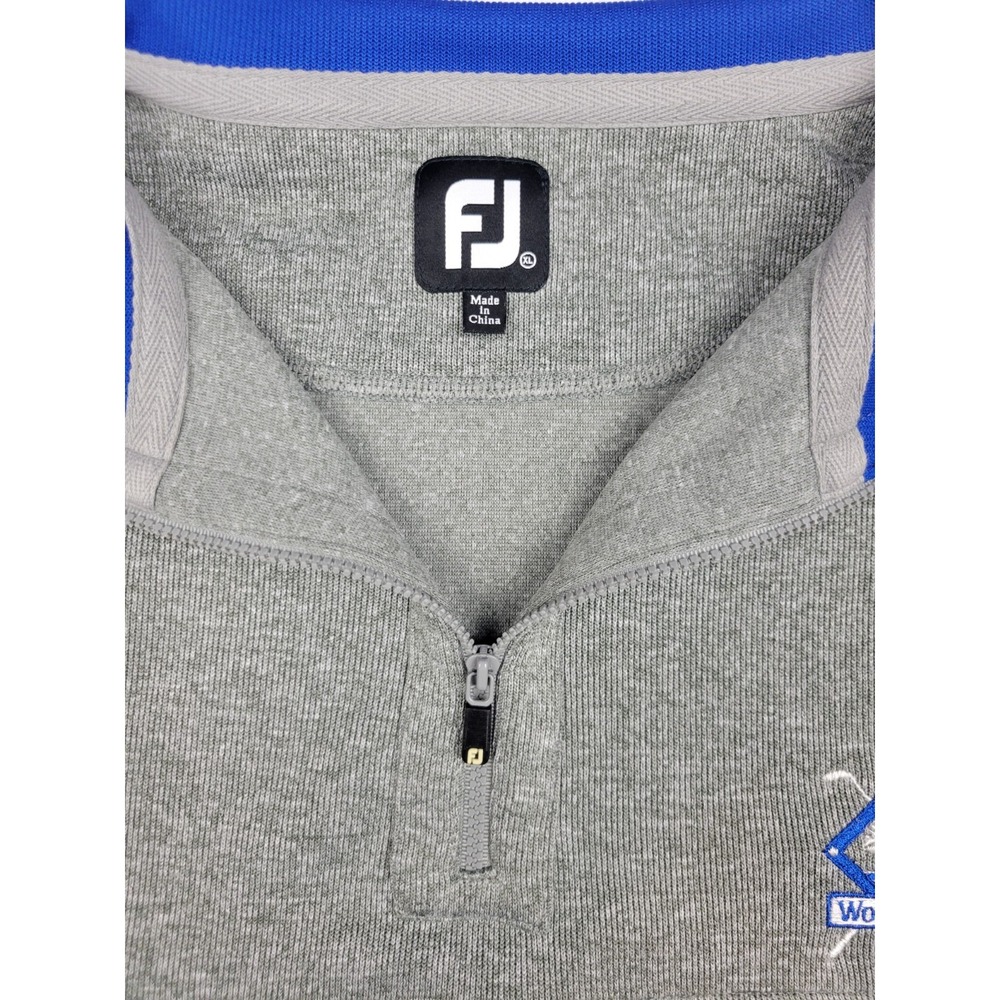 Footjoy 1/4 Zip Golf Sweatshirt Woodstone Embroidered Chest Logo Mens XL Striped - Picture 2 of 7